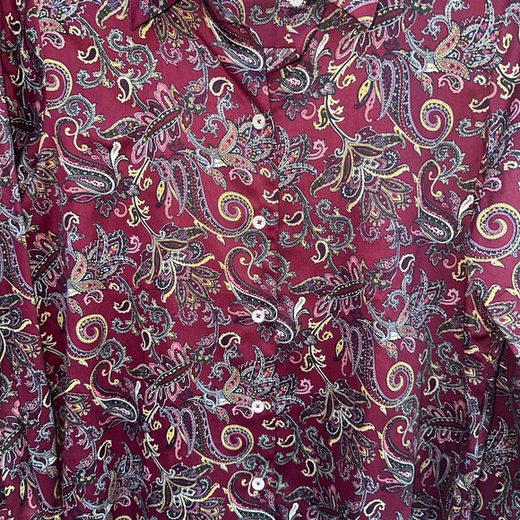 Foxcroft for Apple Seeds Paisley Cotton Wrinkle-Free Blouse ~ 10P Shaped - Picture 3 of 8